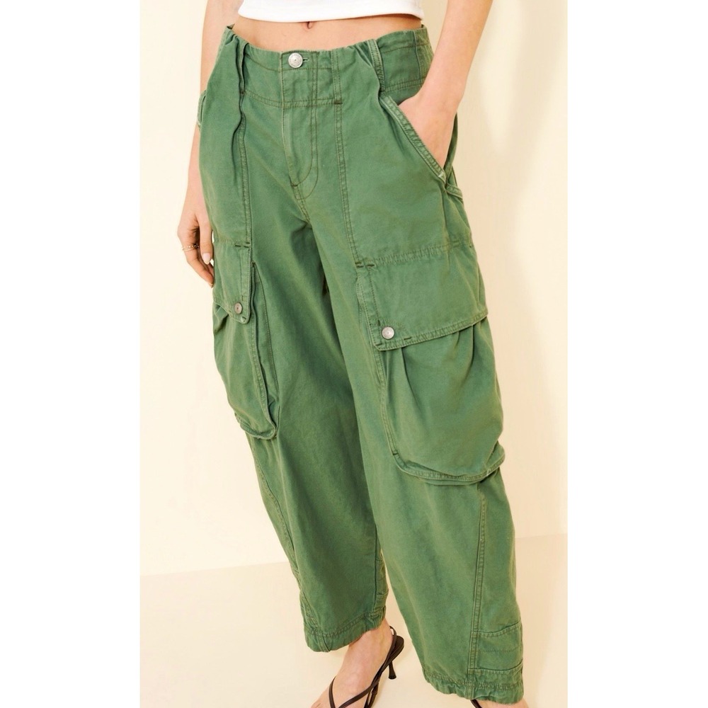 Free People Brentwood Slouch Cargo Pants Green size 2